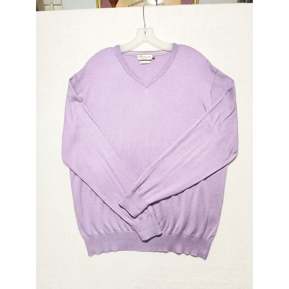 Peter Millar Crown Soft Sweater Men's Size L Purple Cotton Silk V-Neck Golf - Picture 11 of 12